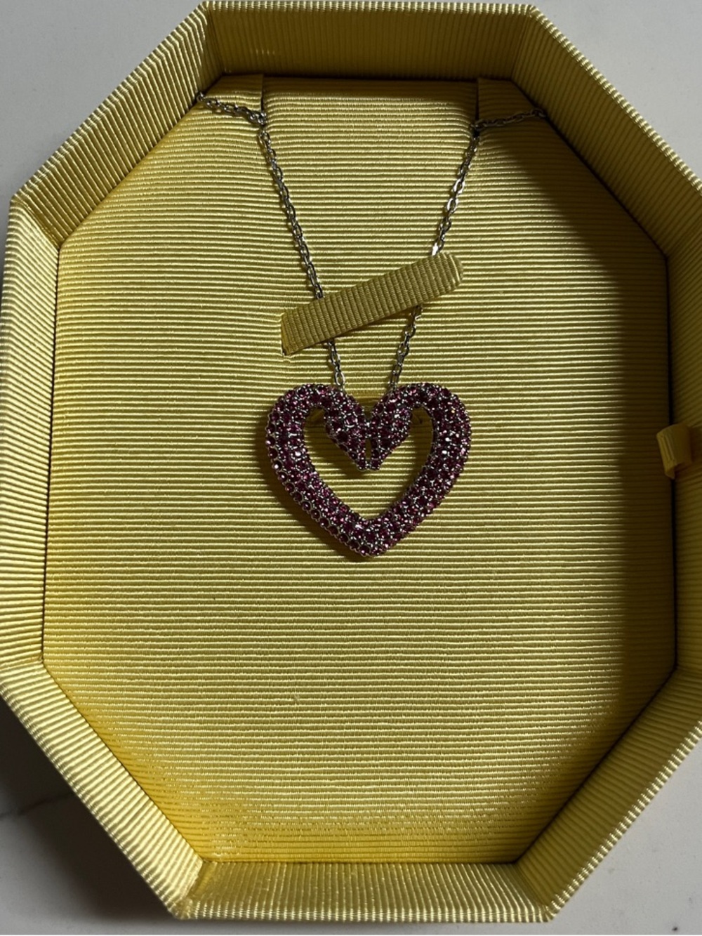 Swarovski Sublima Swan Pink Crystal Heart Necklace